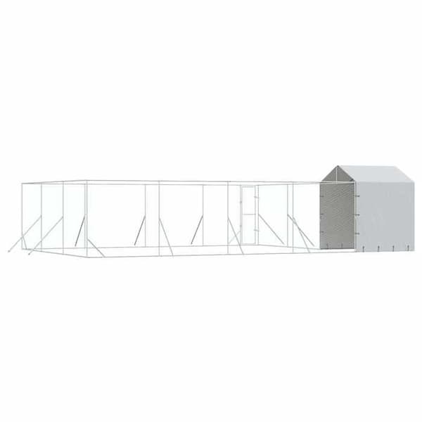 Exklusivt hus - Utomhus hundgård med silvertak 10x6x2,5 m Silverfärgad