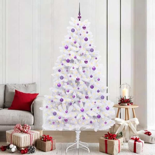 Kunstigt juletræ - EKSKLUSIV HUS - 210 cm - Hvid - Ledningsførte grene - LED 8 tilstande USB Vit