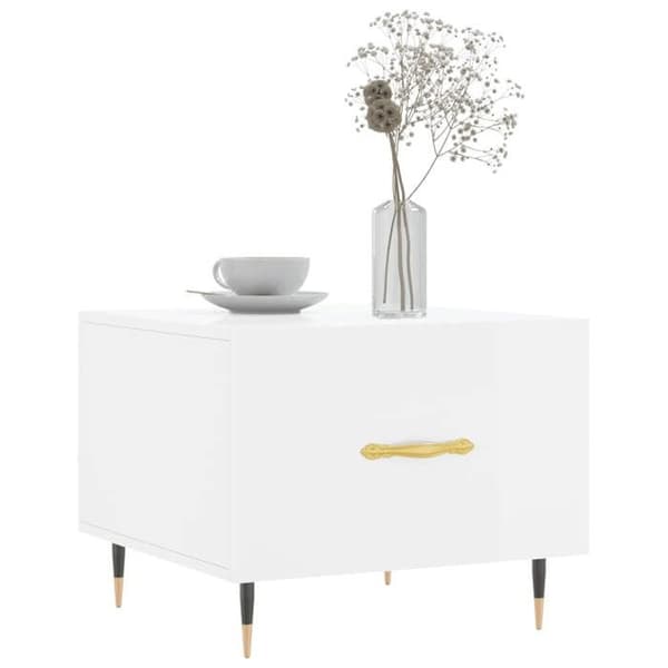 Maison Exclusive - Låg bord vit glänsande 50x50x40 cm ingenjörsträ