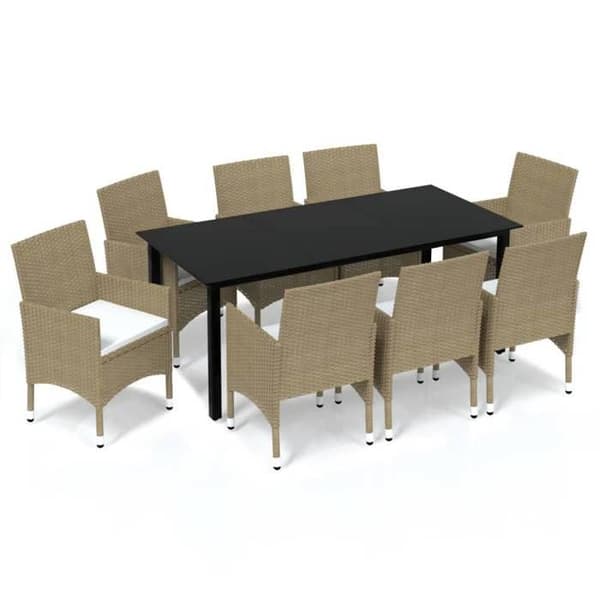 Maison Exclusive - Puutarhakalusteryhmä ja tyynyt 9 kpl Polyrottinki Beige