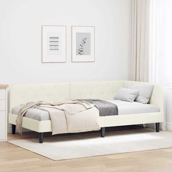 Maison Exclusive - Kulmasänky Creme 90 x 200 cm Sametti