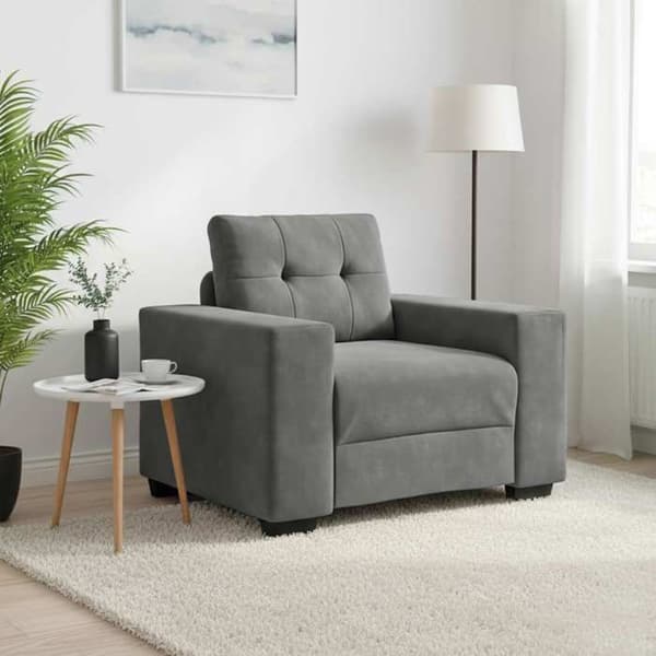 Fåtölj - EXKLUSIV HEM - 100x78x80 cm - Sammet - Mörkgrå - Nutida Mörkgrå