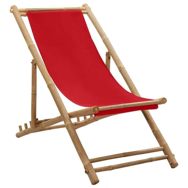 Maison Exclusive - Terrassstol i bambu och röd duk