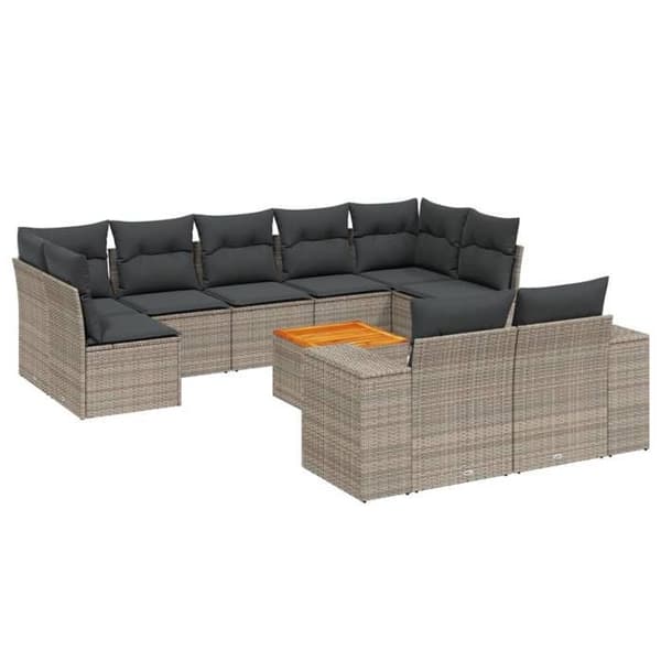 Maison Exclusive - Trädgårdsmöbler med kuddar 10 delar grå flätad resin