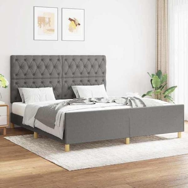Maison Exclusive - Sängram utan madrass mörkgrå 160x200 cm tyg