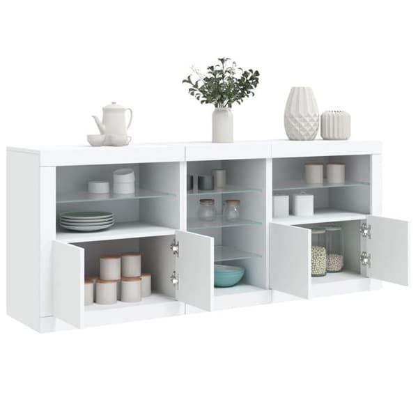 Maison Exclusive - Buffé med vita LED-lampor 162x37x67 cm