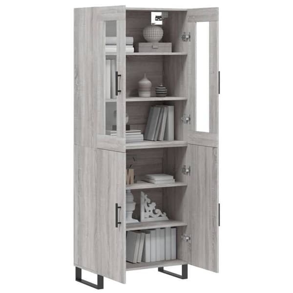 Maison Exclusive - Buffé hög Sonoma grå 69,5x34x180 cm Ingenjörsträ
