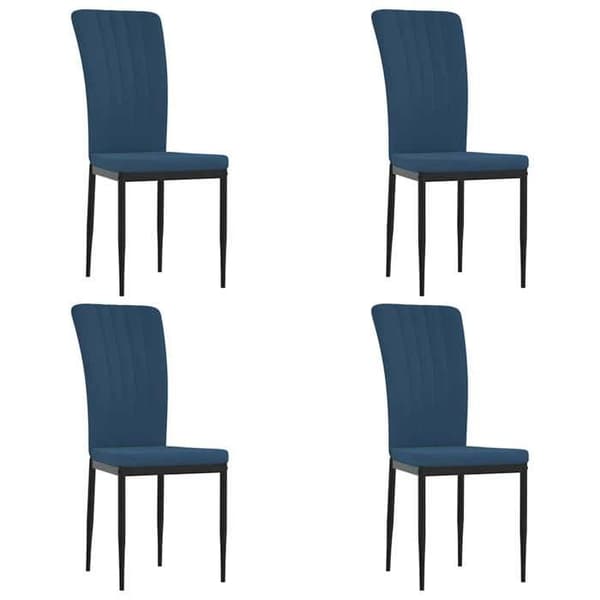Maison Exclusive - Set med 4 matstolar, blå sammet Blå (sammet)