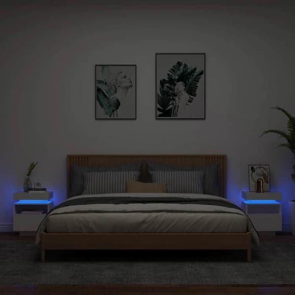 Maison Exclusive - Sängbord med LED-lampor 2 st vit 40x39x48,5 cm Vit