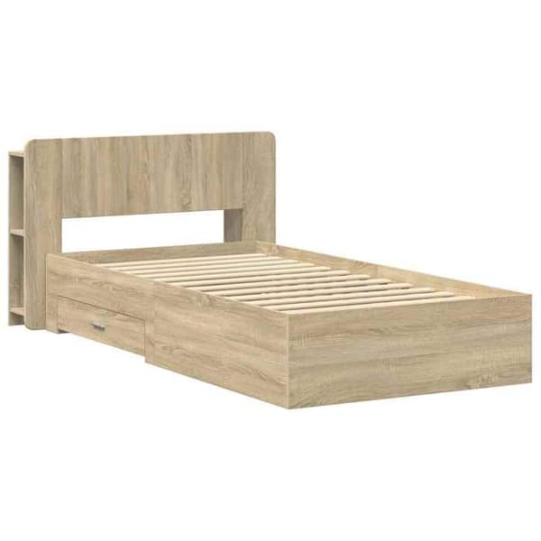 Exklusivt Hem - Sängram med förvaring Ek Sonoma 75 x 190 cm