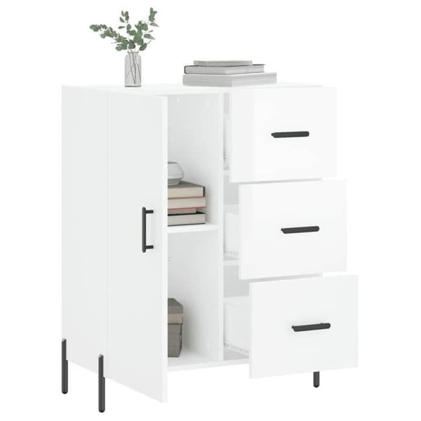 Maison Exclusive - Hvid glans buffet 69,5x34x90 cm Ingeniørtræ Vit