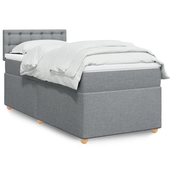 Sengestel med madras - Eksklusivt hjem - 90x200 cm - Lys grå - Tilpasselige LED-lys
