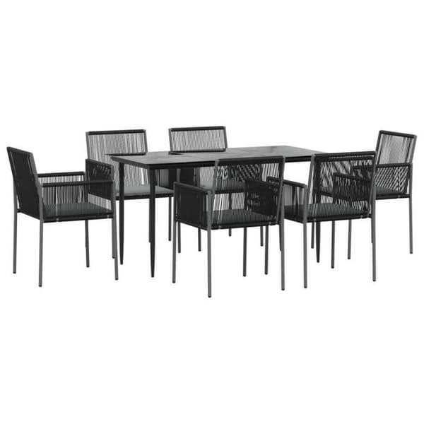 Maison Exclusive - Havemøbler sæt med puder 7 stk sort rattan og stål