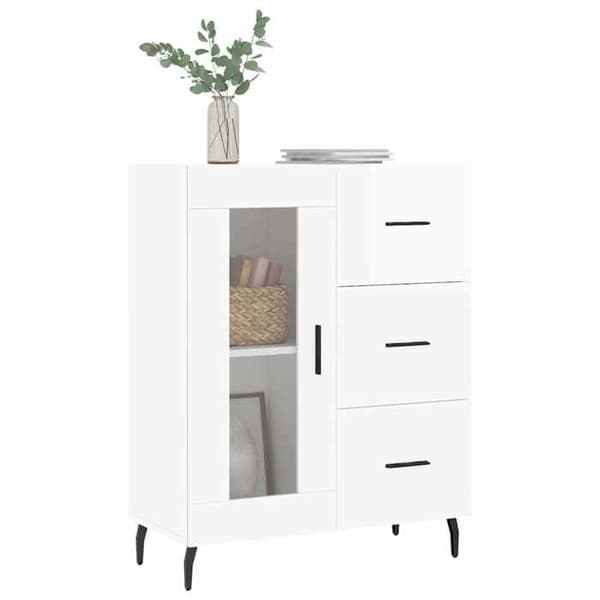 Maison Exclusive - Hvid glans buffet 69,5x34x90 cm Ingeniørtræ