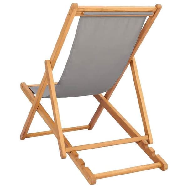 Havestol - EKSKLUSIVT HUS - Standardmodel - Massiv teak - Ryg 3 positioner - Sammenklappelig, polyester Ljusgrått