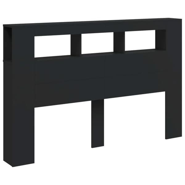 Maison Exclusive - LED-hovedgærde sort 160x18,5x103,5 cm ingeniørtræ