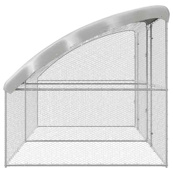 Maison Exclusive - Hønsebur med 2 døre 2 rum Sølv 400x200x200cm Silver
