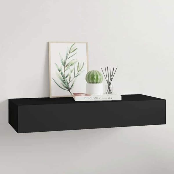 Maison Exclusive - Væghylde med skuffe Sort 60x23,5x10 cm MDF