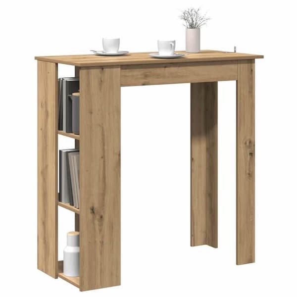 Maison Exclusive - Barbord med hylde i egetræ, håndlavet, ingeniørtræ