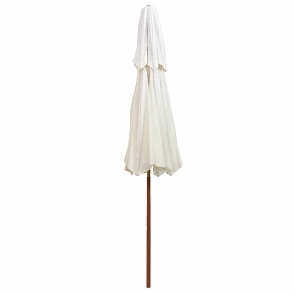 Maison Exclusive - Parasol med två våningar och stolpe i krämfärgad trä. Vit grädde