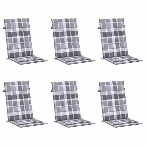 Maison Exclusive - Stolar med hög rygg, 6-pack, grå rutiga kuddar