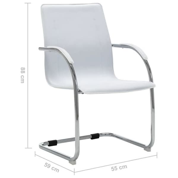 Kontorstol - EKSKLUSIV HUS - Cantilever - Hvid kunstlæder - Ergonomisk ryg - Forkromede ben Vit