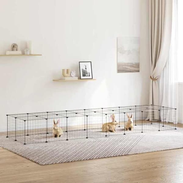 Maison Exclusive - Kæledyrbur med 36 paneler og dør Sort 280x70x35 cm