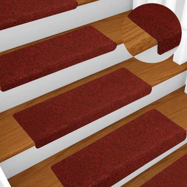 Maison Exclusive - Selvklæbende trappetæpper 5 stk 65 x 21 x 4 cm Rektangulær kant i bordeaux Bordeauxröd (rektangulär kant)