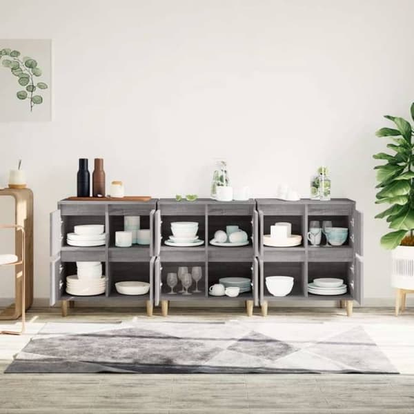 Maison Exclusive - Bufféer 3 st sonoma grå 60x35x70 cm ingenjörsträ