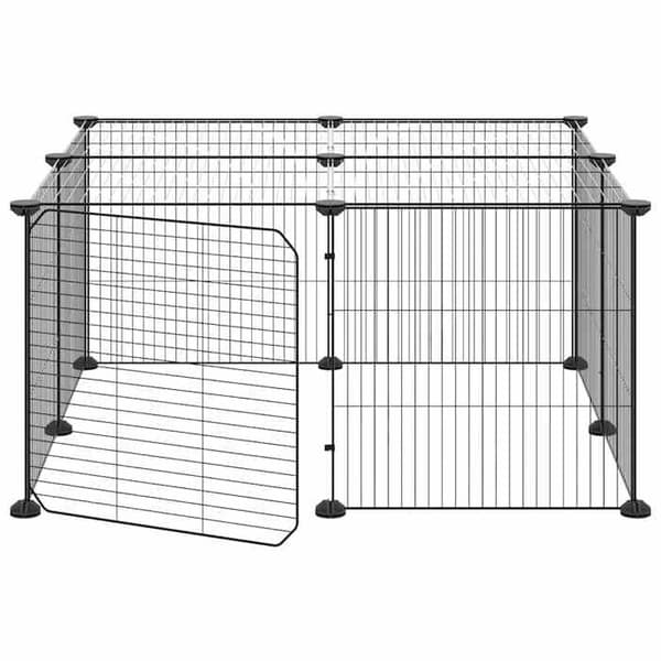 Maison Exclusive - Kæledyrbur med 12 paneler og dør Sort 70x70x35 cm