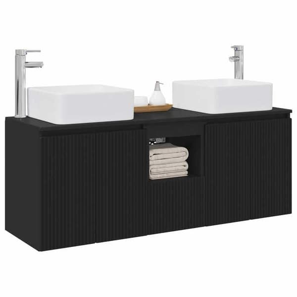 Maison Exclusive - Badeværelsesskabssæt 3 stk Sort 49,5 x 41 x 63 cm