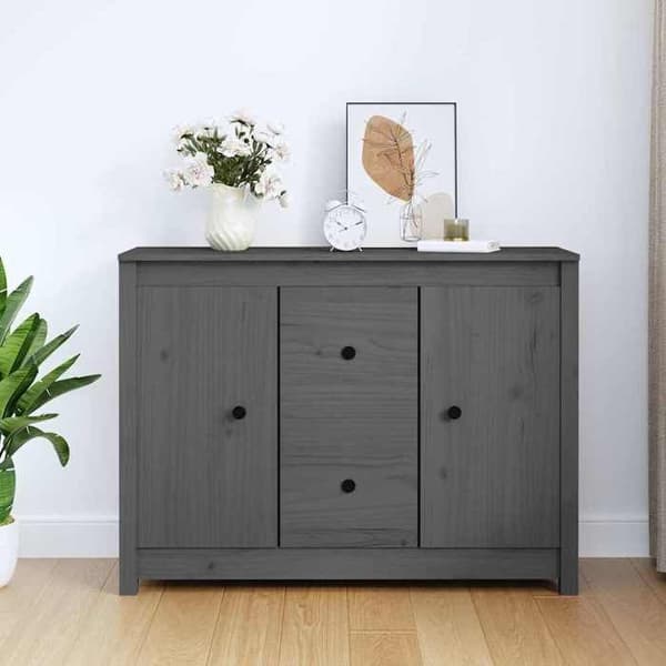 Maison Exclusive - Harmaa buffet 100x35x74 cm massiivipuusta, mänty Grå