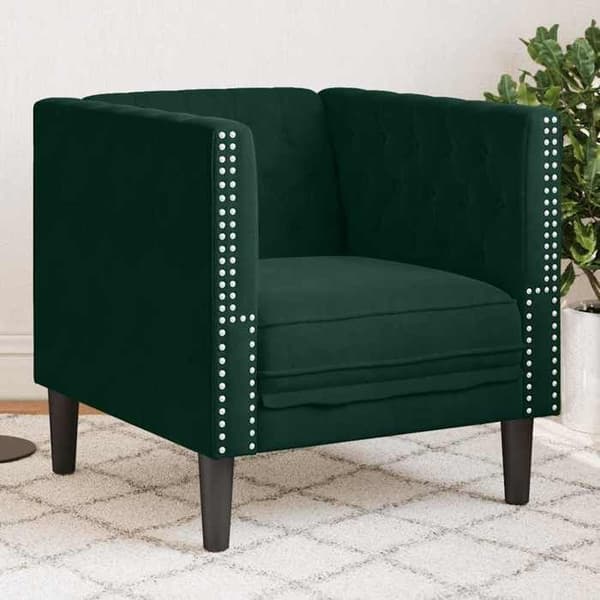 Maison Exclusive - Tummanvihreä samettinen Chesterfield-tuoli