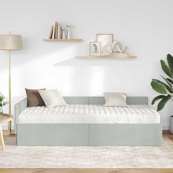 Maison Exclusive - Kulmasänky 2 osaa vaaleanharmaa 80 x 200 cm Ljusgrått
