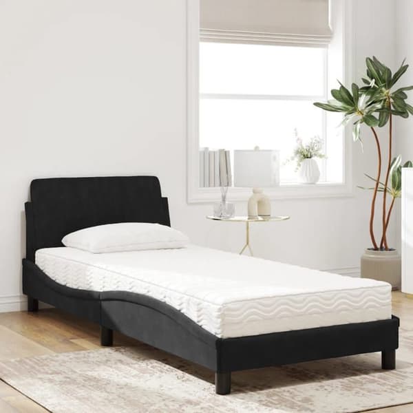 Maison Exclusive - Dover musta sänky patjalla 90x190 cm sametti Svart