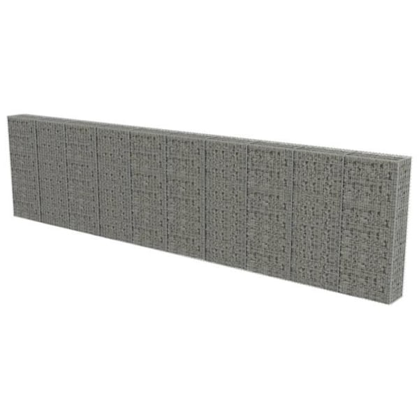 Gabionvägg med lock Galvaniserat stål 600x30x150 cm150 [cm]