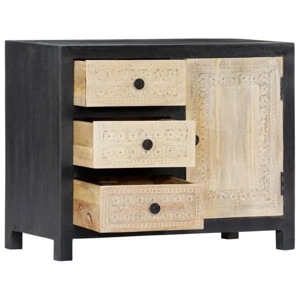 Maison Exclusive - Håndskåret sidebord Grå 75x35x60 cm Mango