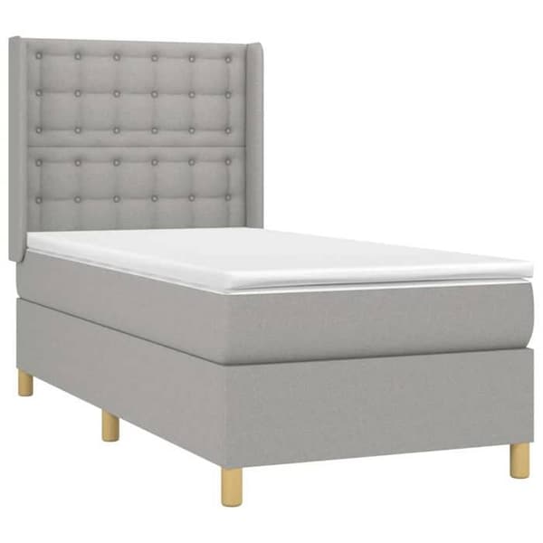 Maison Exclusive - Seng med lameller og madras Grå lys 100x200cm Stof