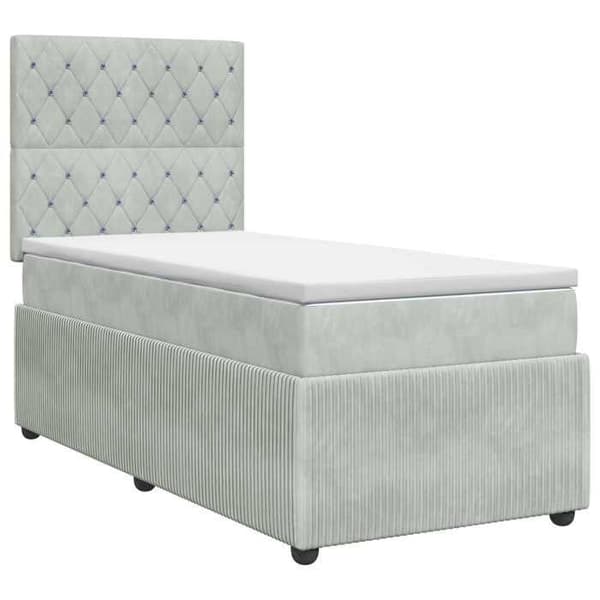 Maison Exclusive - Sängbox med madrass Ljusgrå 100 x 200 cm Sammet