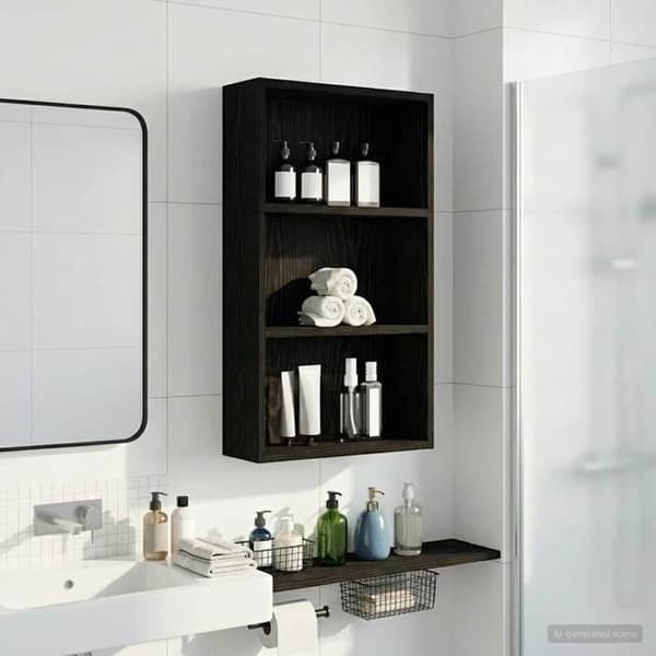 Maison Exclusive - Vægskab til badeværelse Sort Eg 40 x 14 x 70 cm
