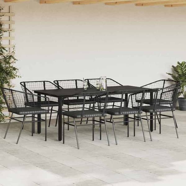 Maison Exclusive - Havemøbler sæt med puder 9 stk sort poly rattan glas