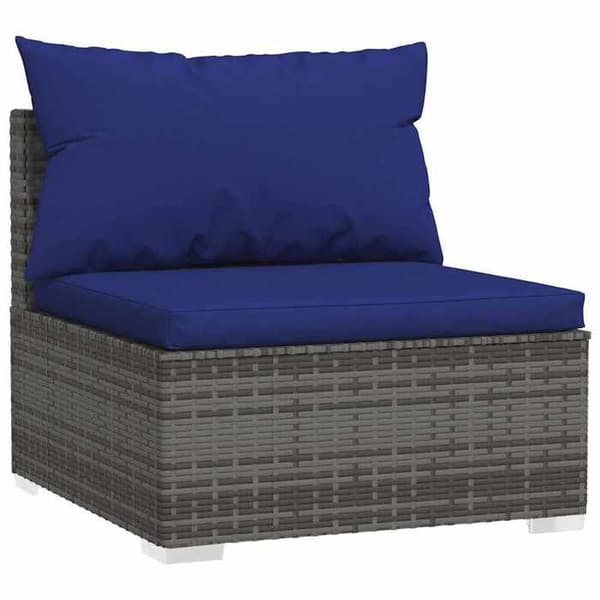 Maison Exclusive - Soffa 3 platser med grå kuddar i flätad resin Grå