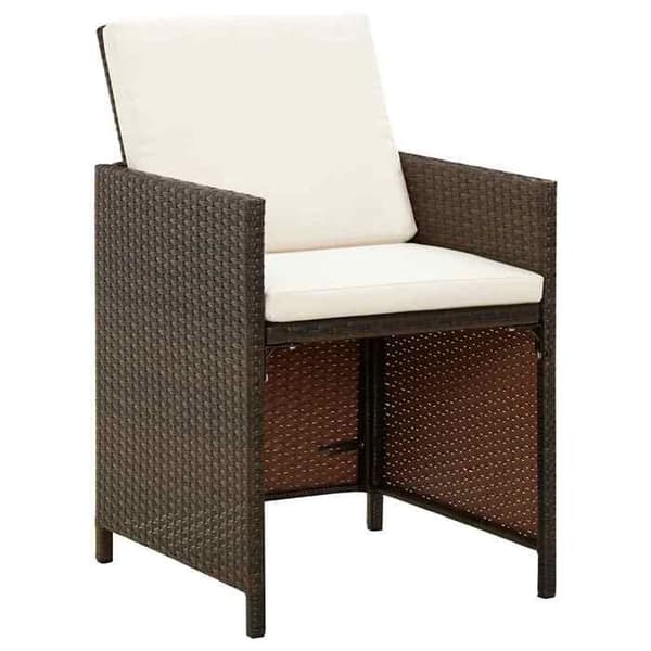 Maison Exclusive - Trädgårdsstolar med kuddar, set om 4, flätad resin, brun