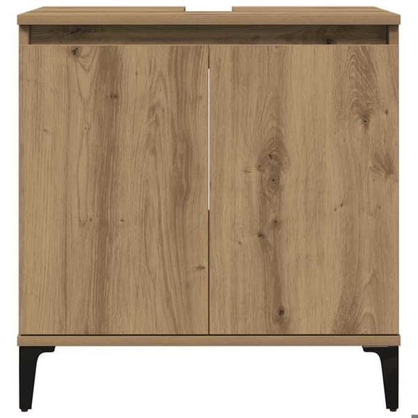 Maison Exclusive - Håndlavet egetræ vaskeskab 58x33x60 cm ingeniørtræ