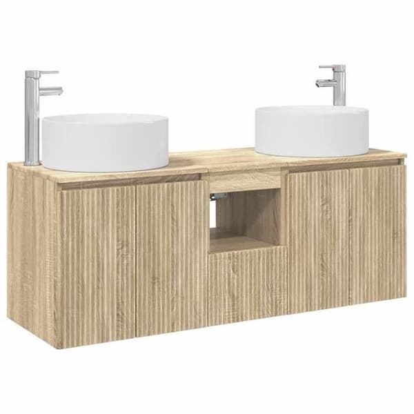 Maison Exclusive - 3-delars badrumsskåpset Sonoma-ek Sonoma ek
