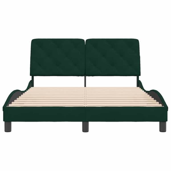 Maison Exclusive - Sängram utan madrass mörkgrön 140x190 cm sammet