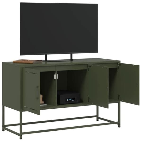 Maison Exclusive - TV-möbel olivgrön 100,5x39x60,5 cm stål