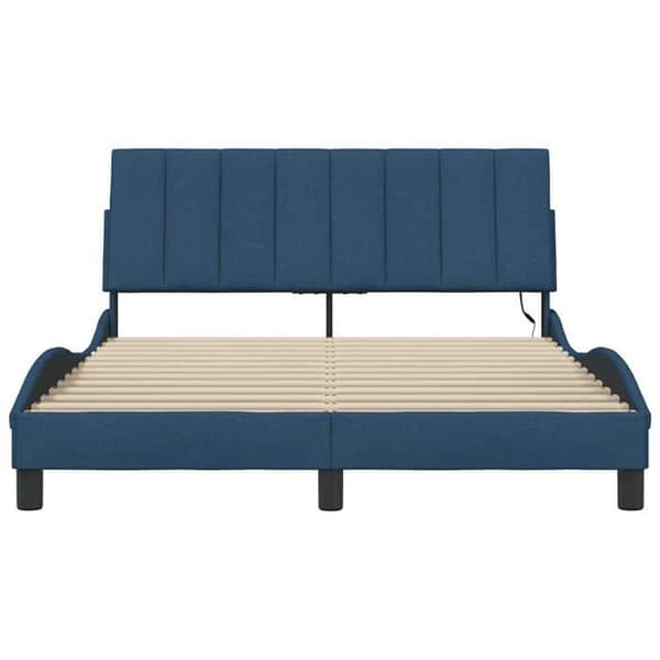 Sengestel - EKSKLUSIV HUS - Hanko - 120x200 cm - Blå stof - Indbyggede LED Blå