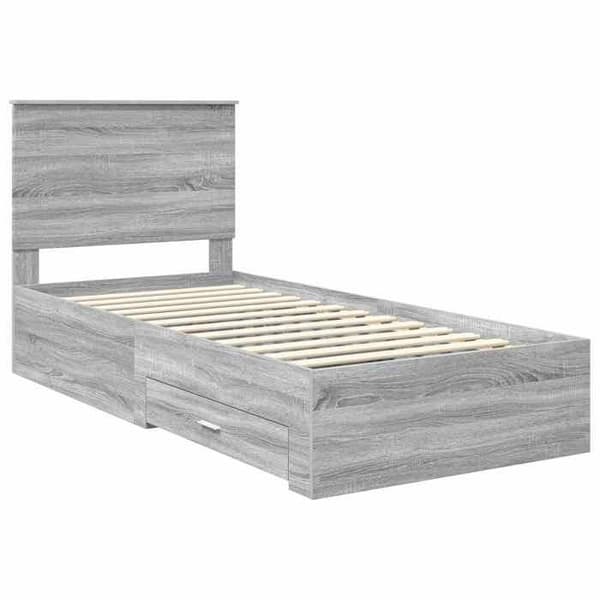 Maison Exclusive - Sonoma Harmaa ja Hopea Sänkykehys 75 x 190 cm Sonoma Grå och Silver