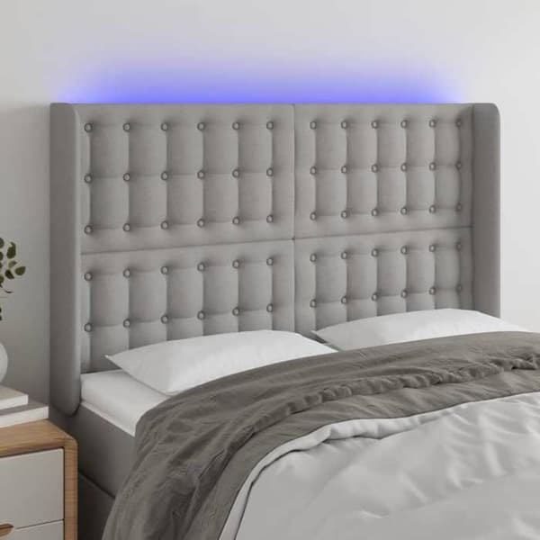 Maison Exclusive - LED Hovedgærde Lys Grå 147x16x118/128 cm Stof ljusgrått
